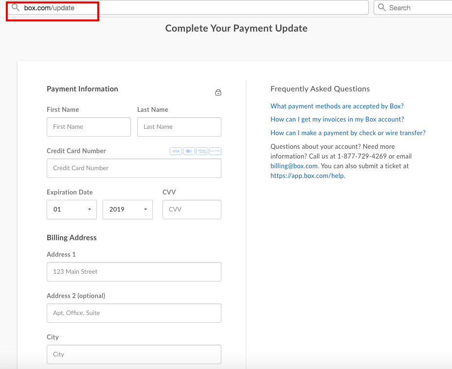 Updating Your Credit Card Information Box Support