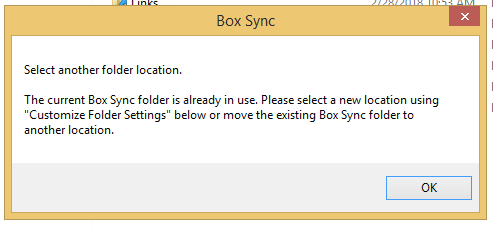 Box Sync Displays Message 